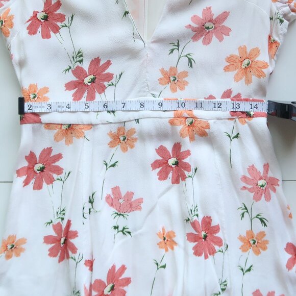 Privacy Please White Orange Floral Mini Dress V Neck Short Sleeve Tie Waist S - Picture 10 of 13